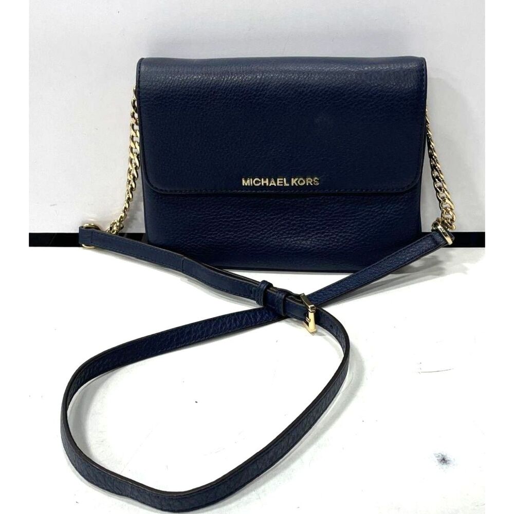 Michael Kors Jet Set Large Saffiano Leather Phone Crossbody Bag - Navy Blue